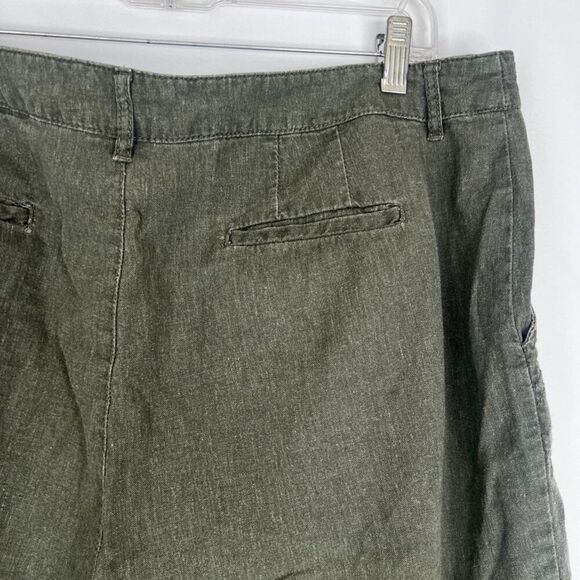 Christopher & Banks Army Green Linen Blend Cropped Casual Pants Size 16 - Picture 4 of 10